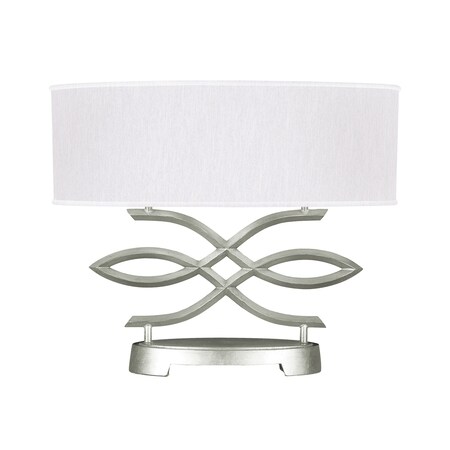 Fine Art Lamps Allegretto Table Lamp, 2-Light, Silver Leaf, White Fabric Shade, 21"H (785710-SF41 NK0D) 785710-SF41